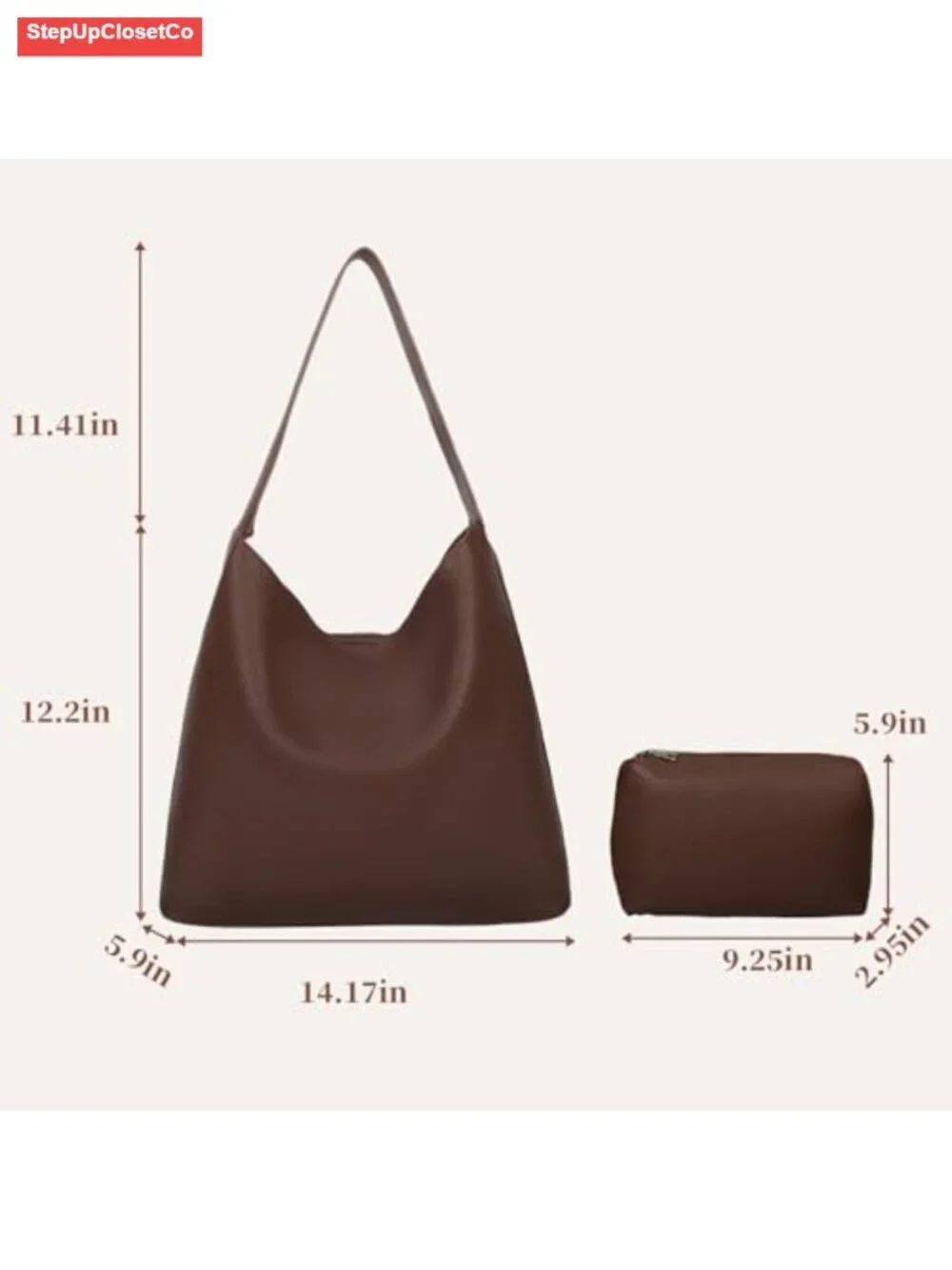 Soft Vegan Leather Hobo Bag Slouchy Shoulder Tote Lightweight Purse Work Travel